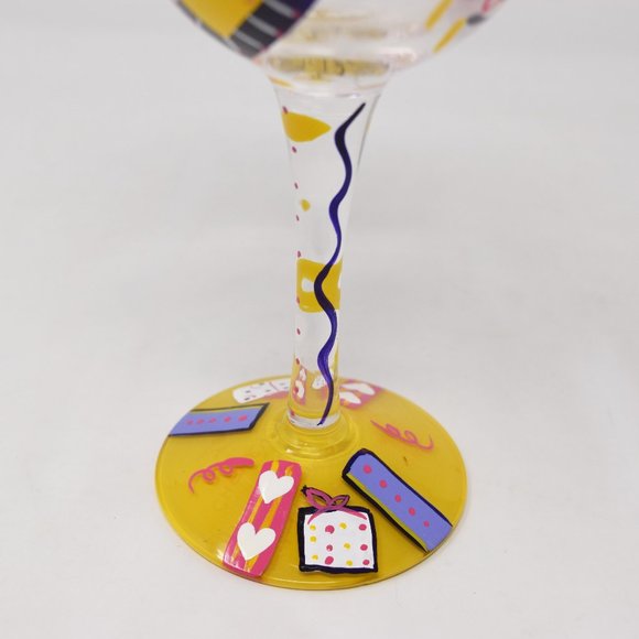 Lolita Birthday Girl Artisan Hand Painted Wine Glass Happy Colorful Party Gift - Picture 9 of 12